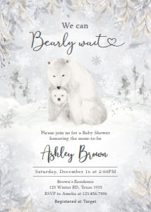 539 Polar Bear Baby Shower Invitation: 539 Polar Bear Baby Shower Invitation Set