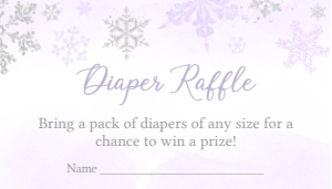 540 Purple Silver Little Snowflake Baby Shower Diaper Raffle: 540 Purple Silver Little Snowflake Baby Shower Invitation Set