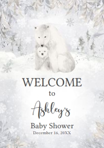 539 Polar Bear Baby Shower Welcome Sign A3: 539 Polar Bear Baby Shower Welcome Sign