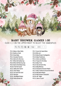 530 Pink Winter Woodland Baby Shower Games Bundle 2: 530 Pink Winter Woodland Baby Shower Games