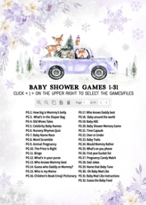 534 Purple Winter Woodland Truck Baby Shower Games Bundle 1: 534 Purple Winter Woodland Truck Baby Shower Games