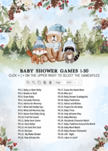 532 Blue Winter Woodland Baby Shower Games Bundle 2: 532 Blue Winter Woodland Baby Shower Games