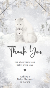 539 Polar Bear Baby Shower Favor Tag with Line: 539 Polar Bear Baby Shower Favor Tag