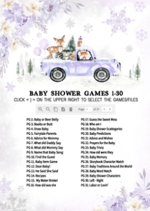 534 Purple Winter Woodland Truck Baby Shower Games Bundle 2: 534 Purple Winter Woodland Truck Baby Shower Games
