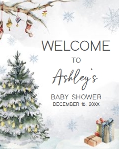 541 Baby it's Cold Outside Pine Tree Baby Shower Welcome Sign 16x20: 541 Baby it's Cold Outside Pine Tree Baby Shower Welcome Sign