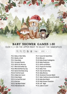 528 Winter Woodland Baby Shower Games Bundle 2: 528 Winter Woodland Baby Shower Games