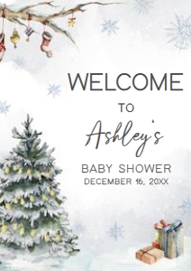 541 Baby it's Cold Outside Pine Tree Baby Shower Welcome Sign A4: 541 Baby it's Cold Outside Pine Tree Baby Shower Welcome Sign