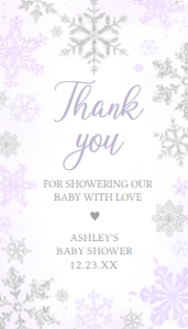 540 Purple Silver Little Snowflake Baby Shower Favor Tag: 540 Purple Silver Little Snowflake Baby Shower Favor Tag
