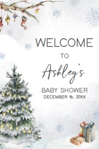 541 Baby it's Cold Outside Pine Tree Baby Shower Welcome Sign 24x36: 541 Baby it's Cold Outside Pine Tree Baby Shower Welcome Sign