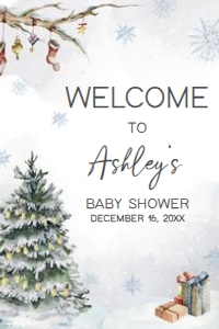 541 Baby it's Cold Outside Pine Tree Baby Shower Welcome Sign 20x30: 541 Baby it's Cold Outside Pine Tree Baby Shower Welcome Sign