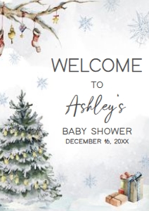 541 Baby it's Cold Outside Pine Tree Baby Shower Welcome Sign A3: 541 Baby it's Cold Outside Pine Tree Baby Shower Welcome Sign