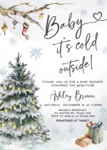 541 Baby it's Cold Outside Pine Tree Baby Shower Invitation: 541 Baby it's Cold Outside Pine Tree Baby Shower Invitation Set