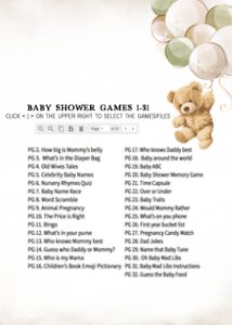 526 Green Balloon Bear Baby Shower Games design preview