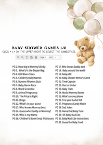 526 Green Balloon Bear Baby Shower Games Bundle 1: 526 Green Balloon Bear Baby Shower Games