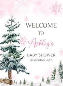 544 Pink Baby its Cold Outside Baby Shower Welcome Sign 11x15: 544 Pink Baby its Cold Outside Baby Shower Welcome Sign