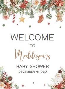 543 A Merry Little Baby Shower Welcome Sign 11x15: 543 A Merry Little Baby Shower Welcome Sign