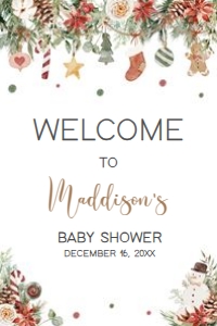 543 A Merry Little Baby Shower Welcome Sign 24x36: 543 A Merry Little Baby Shower Welcome Sign