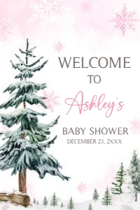 544 Pink Baby its Cold Outside Baby Shower Welcome Sign 20x30: 544 Pink Baby its Cold Outside Baby Shower Welcome Sign