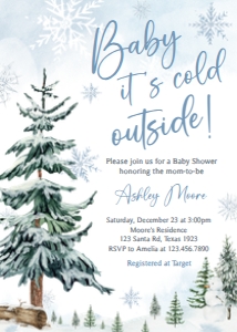 542 Blue Baby its Cold Outside Baby Shower Invitation: 542 Blue Baby its Cold Outside Baby Shower Invitation Set