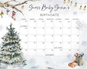 541 Baby it's Cold Outside Pine Tree Baby Shower Calendar 20x16: 541 Baby it's Cold Outside Pine Tree Baby Shower Calendar