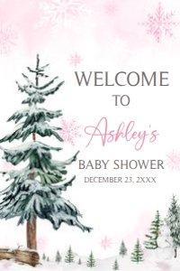 544 Pink Baby its Cold Outside Baby Shower Welcome Sign 24x36: 544 Pink Baby its Cold Outside Baby Shower Welcome Sign