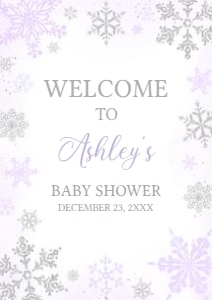 540 Purple Silver Little Snowflake Baby Shower Welcome Sign A2: 540 Purple Silver Little Snowflake Baby Shower Welcome Sign