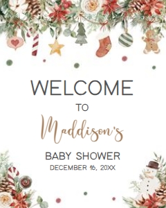 543 A Merry Little Baby Shower Welcome Sign 16x20: 543 A Merry Little Baby Shower Welcome Sign
