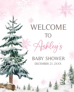 544 Pink Baby its Cold Outside Baby Shower Welcome Sign 16x20: 544 Pink Baby its Cold Outside Baby Shower Welcome Sign