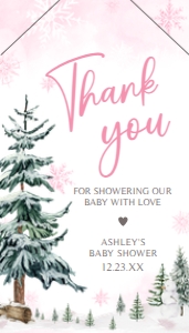 544 Pink Baby its Cold Outside Baby Shower Favor Tag with Line: 544 Pink Baby its Cold Outside Baby Shower Favor Tag