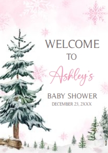 544 Pink Baby its Cold Outside Baby Shower Welcome Sign A3: 544 Pink Baby its Cold Outside Baby Shower Welcome Sign