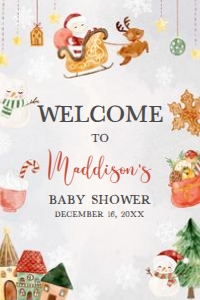 546 Christmas Baby It's Cold Outside Baby Shower Welcome Sign 20x30: 546 Christmas Baby It's Cold Outside Baby Shower Welcome Sign