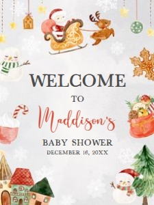 546 Christmas Baby It's Cold Outside Baby Shower Welcome Sign 18x24: 546 Christmas Baby It's Cold Outside Baby Shower Welcome Sign