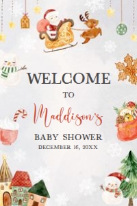 546 Christmas Baby It's Cold Outside Baby Shower Welcome Sign 24x36: 546 Christmas Baby It's Cold Outside Baby Shower Welcome Sign