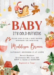 546 Christmas Baby It's Cold Outside Baby Shower Invitation: 546 Christmas Baby It's Cold Outside Baby Shower Invitation Set
