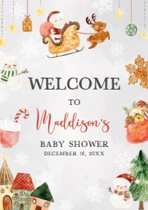 546 Christmas Baby It's Cold Outside Baby Shower Welcome Sign A3: 546 Christmas Baby It's Cold Outside Baby Shower Welcome Sign