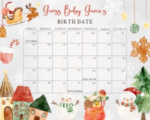 546 Christmas Baby It's Cold Outside Baby Shower Calendar 10x8: 546 Christmas Baby It's Cold Outside Baby Shower Calendar