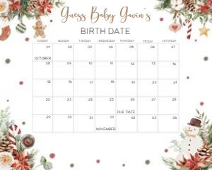 543 A Merry Little Baby Shower Calendar 20x16: 543 A Merry Little Baby Shower Calendar