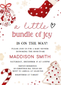 548 Minimalist A Little Bundle of Joy Baby Shower Invitation: 548 Minimalist A Little Bundle of Joy Baby Shower Invitation