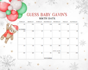 547 Baby its Cold Outside Baby Shower Calendar 10x8: 547 Baby its Cold Outside Baby Shower Calendar