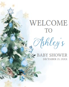 553 Blue A Little Bundle of Joy Tree Baby Shower Welcome Sign 16x20: 553 Blue A Little Bundle of Joy Tree Baby Shower Welcome Sign