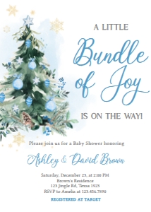 553 Blue A Little Bundle of Joy Tree Baby Shower Invitation: 553 Blue A Little Bundle of Joy Tree Baby Shower Invitation Set