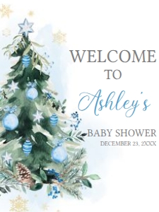 553 Blue A Little Bundle of Joy Tree Baby Shower Welcome Sign 18x24: 553 Blue A Little Bundle of Joy Tree Baby Shower Welcome Sign