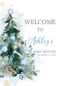 553 Blue A Little Bundle of Joy Tree Baby Shower Welcome Sign 20x30: 553 Blue A Little Bundle of Joy Tree Baby Shower Welcome Sign