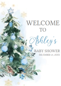 553 Blue A Little Bundle of Joy Tree Baby Shower Welcome Sign A1: 553 Blue A Little Bundle of Joy Tree Baby Shower Welcome Sign