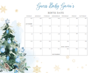 553 Blue A Little Bundle of Joy Tree Baby Shower Calendar 10x8: 553 Blue A Little Bundle of Joy Tree Baby Shower Calendar