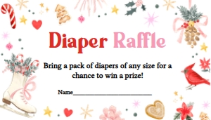 554  Girl Santa Baby Baby Shower Diaper Raffle: 554 Girl Santa Baby Baby Shower Invitation Set