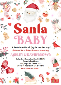 554 Girl Santa Baby Baby Shower Invitation: 554 Girl Santa Baby Baby Shower Invitation