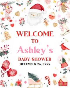 554 Girl Santa Baby Baby Shower Welcome Sign 16x20: 554 Girl Santa Baby Baby Shower Welcome Sign