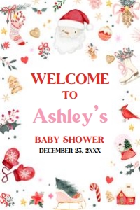 554 Girl Santa Baby Baby Shower Welcome Sign 24x36: 554 Girl Santa Baby Baby Shower Welcome Sign