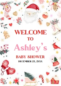 554 Girl Santa Baby Baby Shower Welcome Sign A1: 554 Girl Santa Baby Baby Shower Welcome Sign